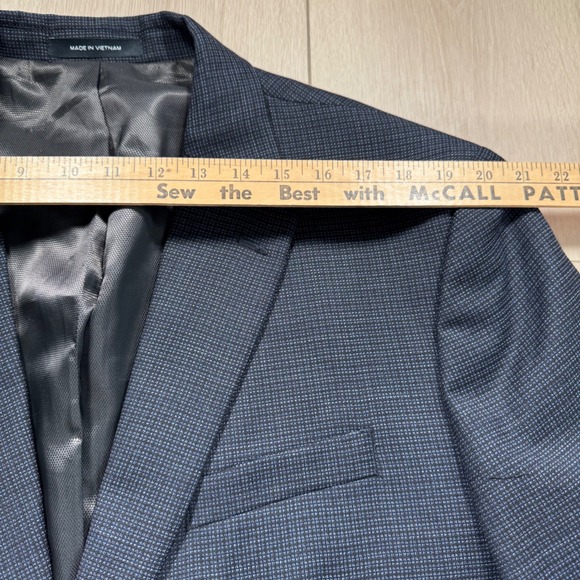 Kenneth Cole AWEARNESS Men's 48R Navy Blue Plaid Slim Fit Blazer Jacket - Picture 10 of 12